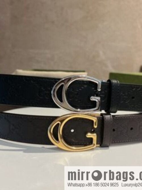 i1642079391_5463_0-800x800mn443m0oabx64432_20250630110628.jpg Gucci Gucci, first layer cowhide embossed texture G-shaped metal clip buckle men\'s 35mm belt