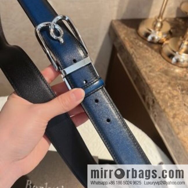 Berluti, exquisite twist lock rotating pin buckle, French Paris men\'s belt 3.5cm