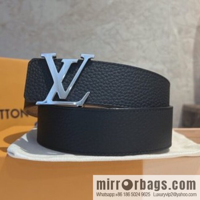LOUIS VUITTON Louis Vuitton counter hanging buckle double-sided lychee lychee black/khaki double-sided men\'s belt