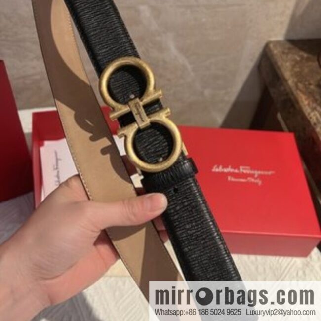 Ferragamo Ferragamo, first layer of cowhide with exquisite counter version retro metal buckle men\'s 3.5cm belt