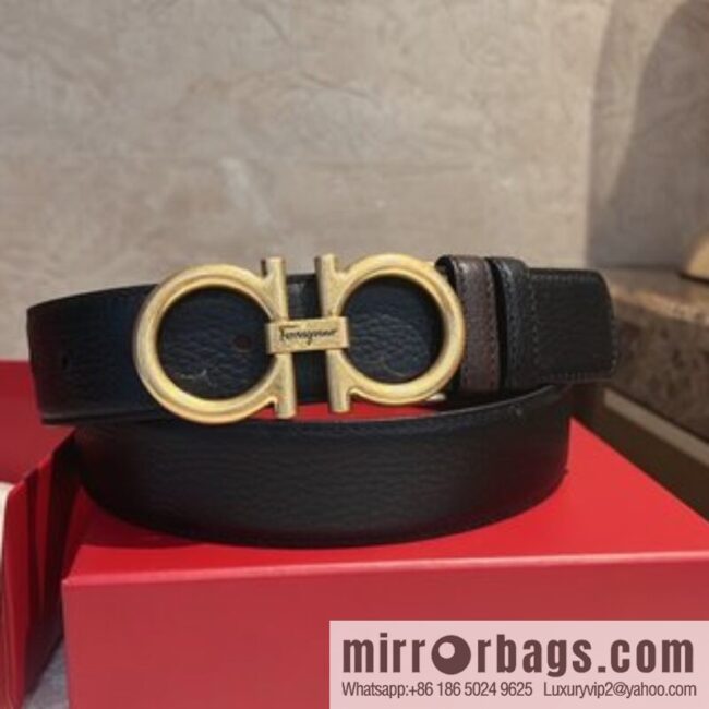 Ferragamo Ferragamo, first layer of cowhide with exquisite counter version retro metal buckle men\'s 3.5cm belt