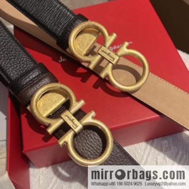 Ferragamo Ferragamo, first layer of cowhide with exquisite counter version retro metal buckle men\'s 3.5cm belt