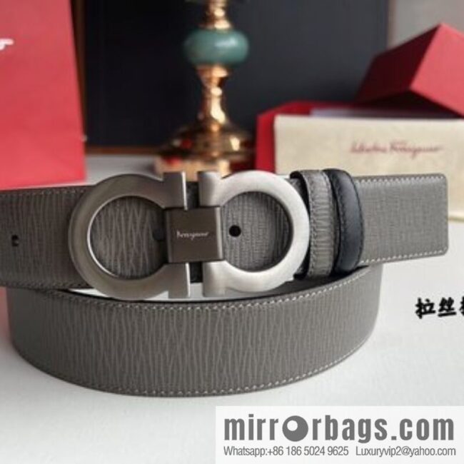 Ferragamo Ferragamo, exquisite 8-figure metal buckle men\'s textured belt 3.5cm