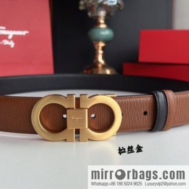 Ferragamo Ferragamo, exquisite 8-figure metal buckle men\'s textured belt 3.5cm