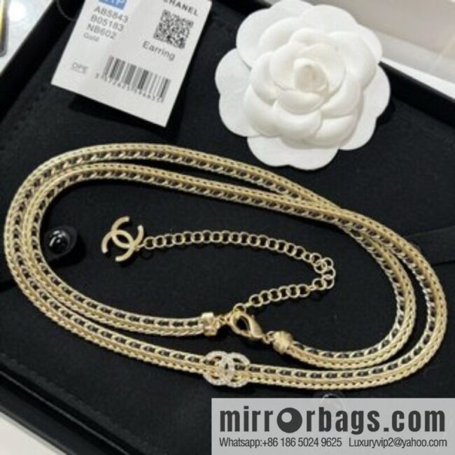 New ☑️ Chanel double c black leather rope waist chain