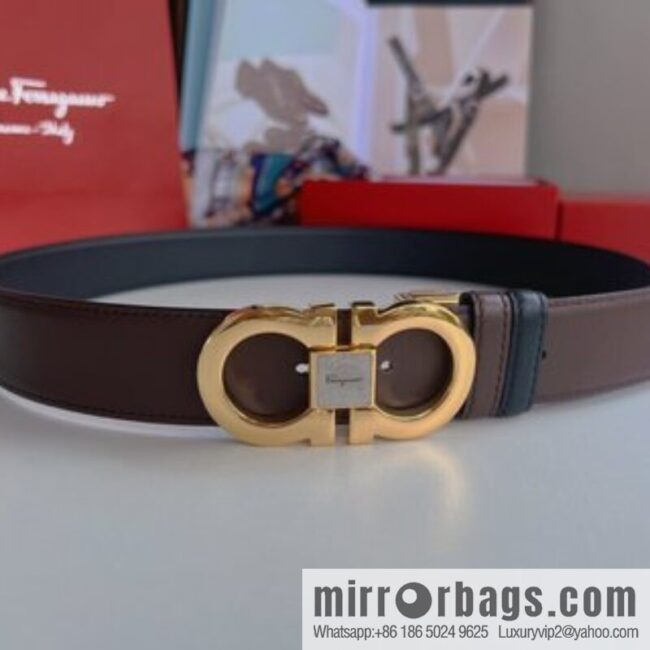 Ferragamo Ferragamo, boutique 8-character counter version metal buckle men\'s 3.5cm belt