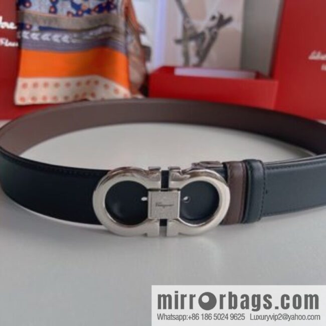 Ferragamo Ferragamo, boutique 8-character counter version metal buckle men\'s 3.5cm belt