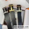Hermès, stainless steel horse-drawn carriage micro-welding process button head buckle, double-sided delicate cowhide belt