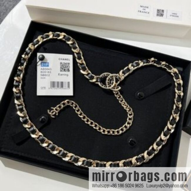 New ☑️ Chanel Double C Black Leather Rope Belt Waist Chain