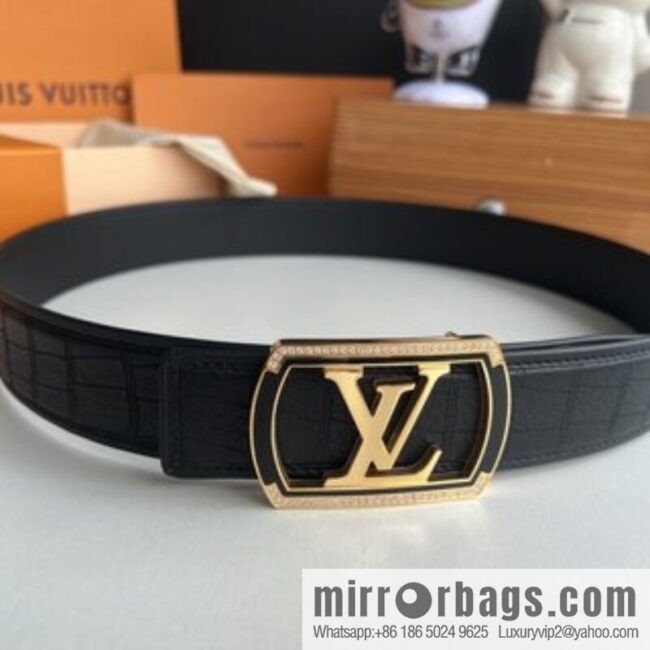 LV/Louis Vuitton, metal buckle solid steel resin craft inlaid men\'s 4.0 belt