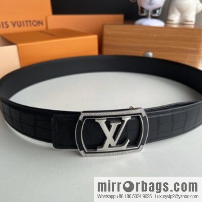 LV/Louis Vuitton, metal buckle solid steel resin craft inlaid men\'s 4.0 belt