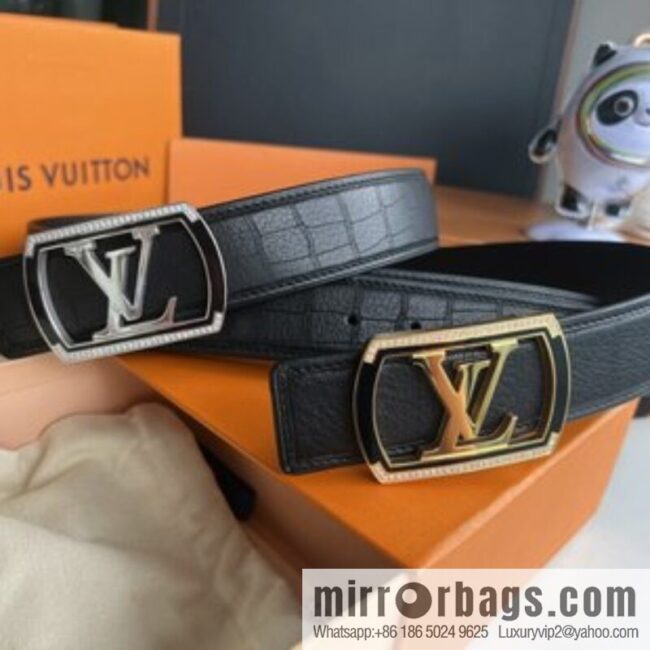 LV/Louis Vuitton, metal buckle solid steel resin craft inlaid men\'s 4.0 belt