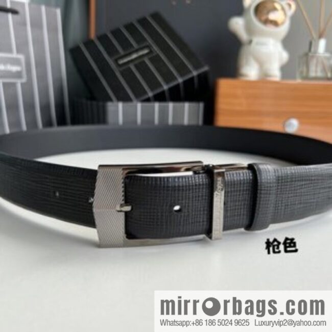 Zegna, black imported cowhide material belt men 3.5cm