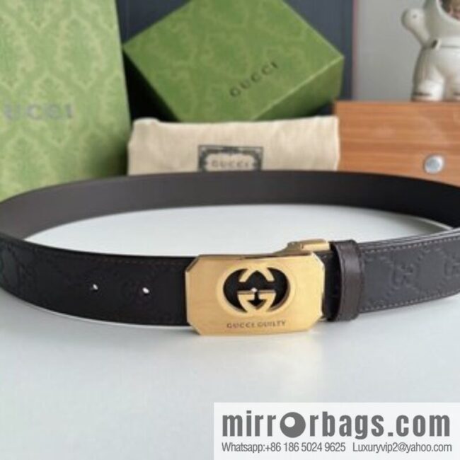 Gucci Gucci Sin Love Burning Love Perfume Inspiration Metal Buckle Belt First Layer Cowhide Embossed 35MM Belt