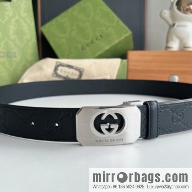 Gucci Gucci Sin Love Burning Love Perfume Inspiration Metal Buckle Belt First Layer Cowhide Embossed 35MM Belt