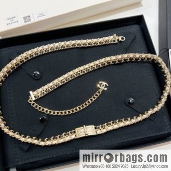 New ☑️ Chanel double c black leather rope lock belt belt chain