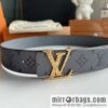LV/Louis Vuitton Monogram Canvas and Taiga Leather Initiales Double Sided Belt