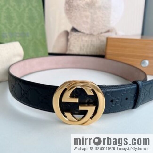 Gucci Gucci, Double G Buckle Thickness Pair Mould Opening Men\'s Business Casual Belt