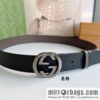 Gucci Gucci 3.5cm full leather black coffee double G gold/silver buckle belt