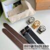 Gucci Gucci 3.5cm full leather black coffee double G gold/silver buckle belt
