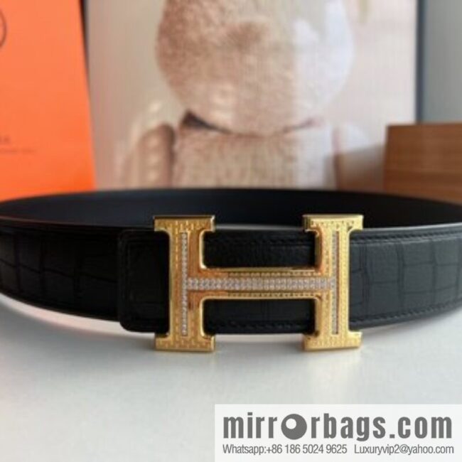 Hermes Hermes, Men\'s 3.8cm Stainless Steel H Diamond Buckle Men\'s Belt