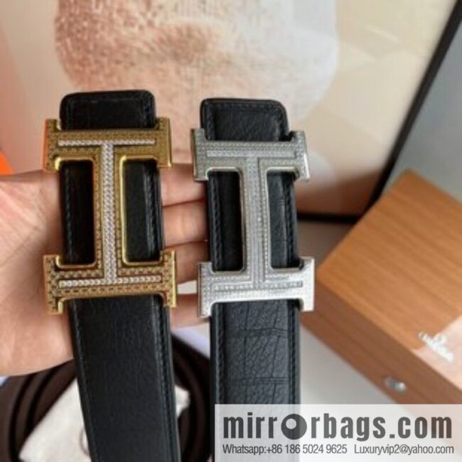 Hermes Hermes, Men\'s 3.8cm Stainless Steel H Diamond Buckle Men\'s Belt