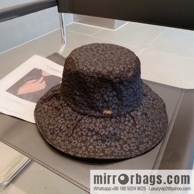 Miumiu small flower lotus leaf edge bucket hat