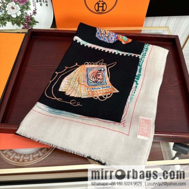 Hermes Hermes Horse Pentium Cashmere Long Towel