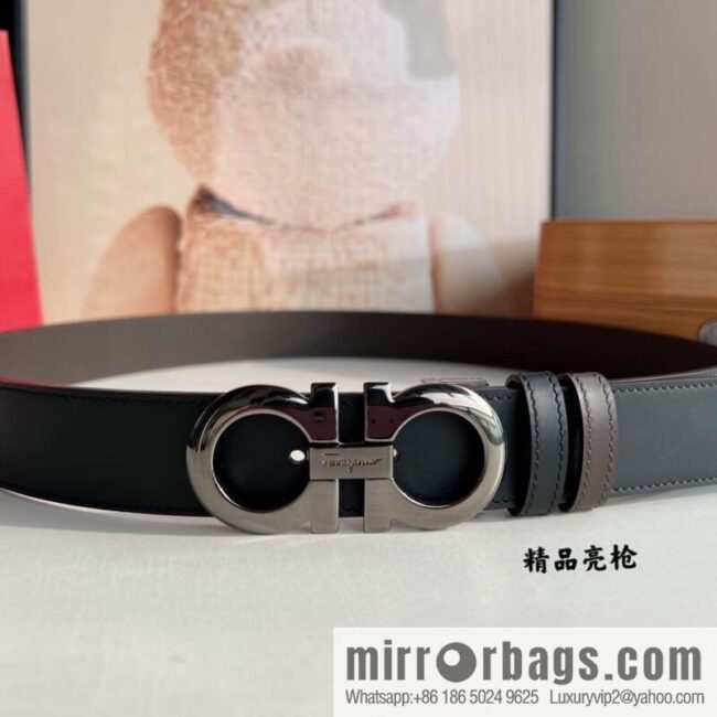 Ferragamo Ferragamo, Men\'s 3.5cm Boutique Metal Buckle Imported Double-Sided First Cowhide Belt