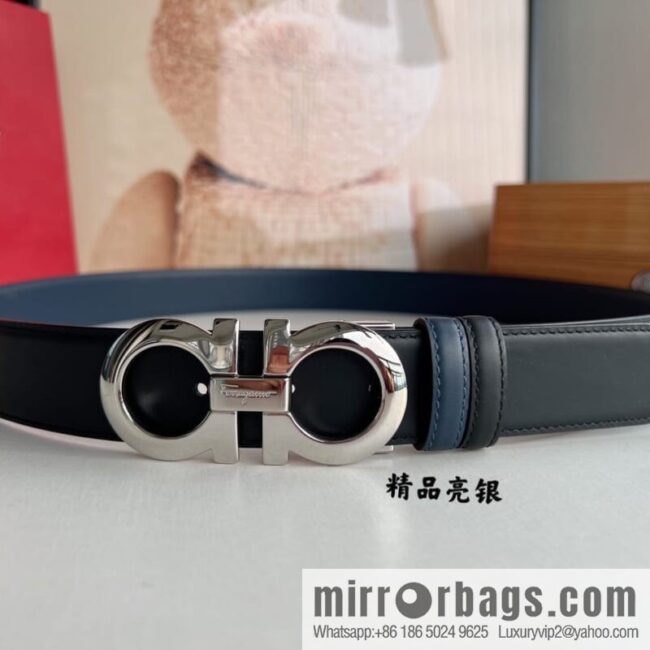 Ferragamo Ferragamo, Men\'s 3.5cm Boutique Metal Buckle Imported Double-Sided First Cowhide Belt