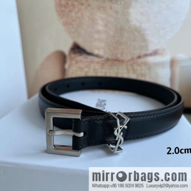 Saint Laurent Saint Laurent, Vintage Seiko Carved Metal Buckle 2.0cm Women\'s Belt