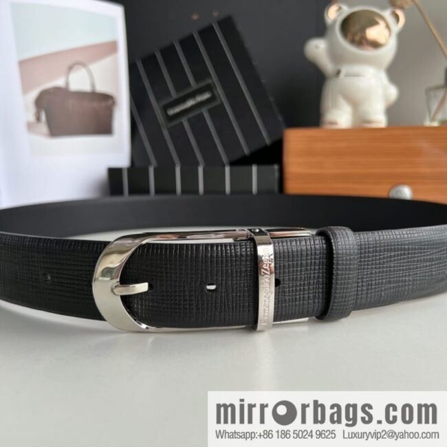 Ermengildo. Zein Italian Zegna Men\'s Imported Cowhide Cross Textured Belt 3.5cm