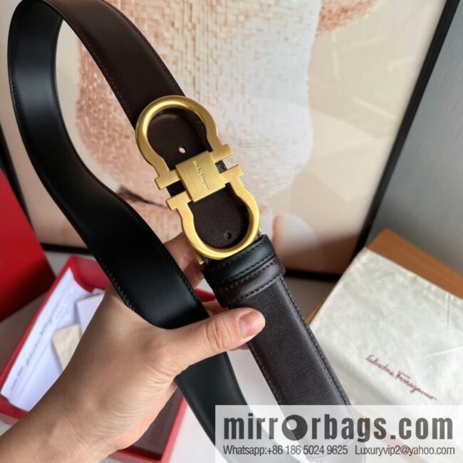 Ferragamo Ferragamo, boutique 8-character counter version metal buckle men\'s 3.5cm belt