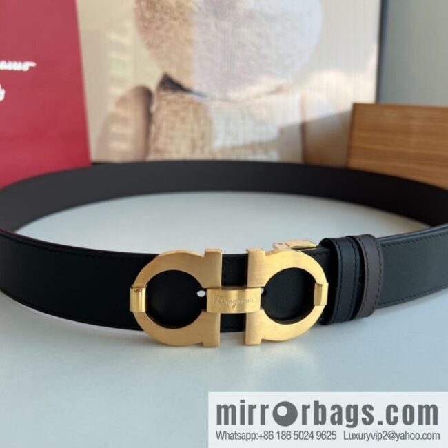 Ferragamo Ferragamo, Stainless Steel Figure 8 Metal Clip Buckle Men\'s 3.5cm Belt