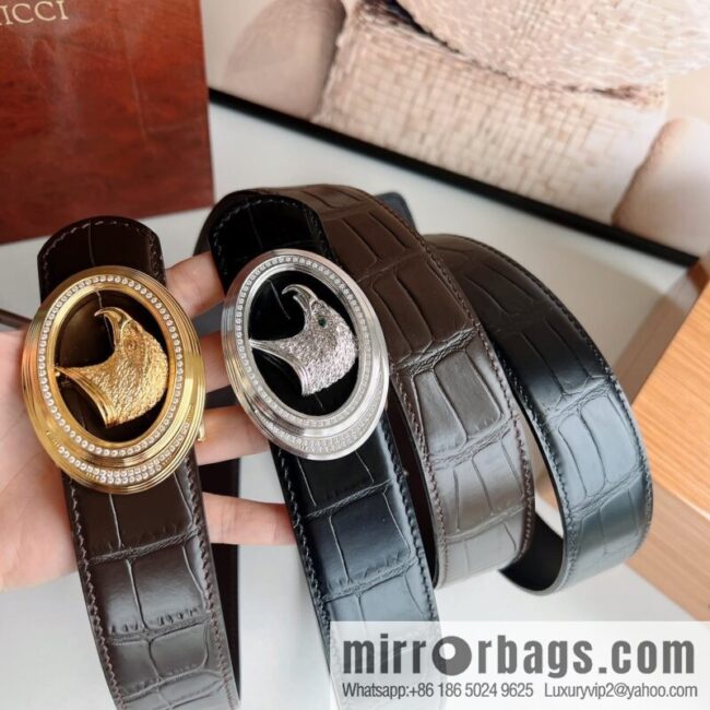 Stefano. Ricci Stephen, Stainless Steel Hand Engraved Craft Eagle Head Men\'s 3.8cm Belt