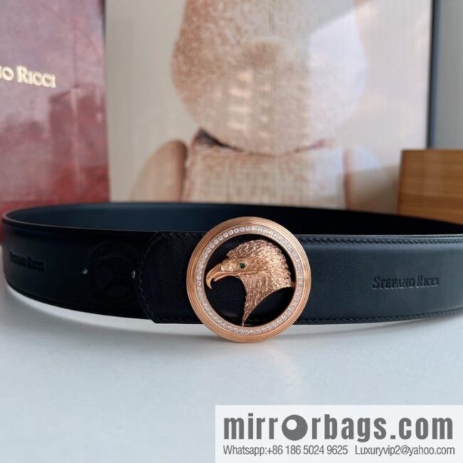 Stefano. Ricci Stephen, Selected Cowhide Press Textured Belt 3.8cm