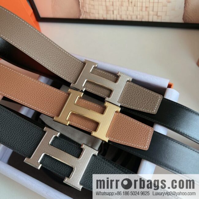 Hermes Togo Leather Double Sided Leather Belt 38mm