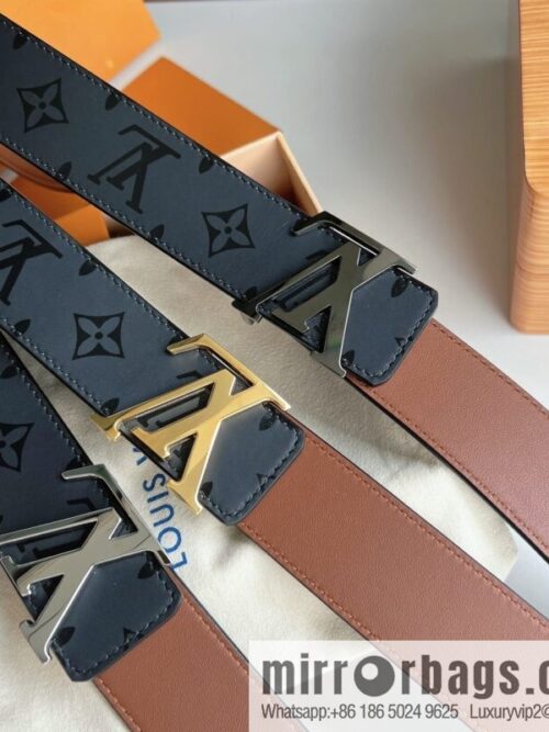 wsxc1670761044262_0-800x800goopy5avrey53128_20250630004851.jpg LV/Louis Vuitton, black flower men\'s double-sided PYRAMIDE calfskin brown belt