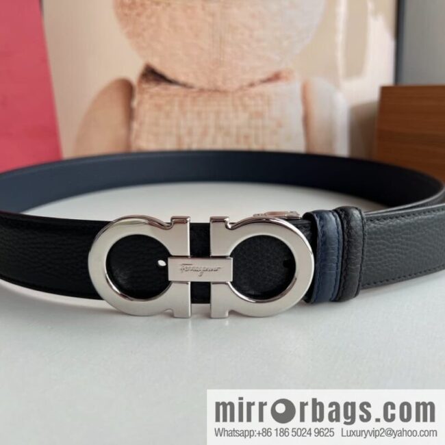 wsxc1671537626184_0-800x800ef5eqbwivkl52871_20250630004658.jpg Ferragamo Ferragamo, Exquisite 8-Figure Metal Glossy Clip Buckle Men\'s 3.5cm Belt