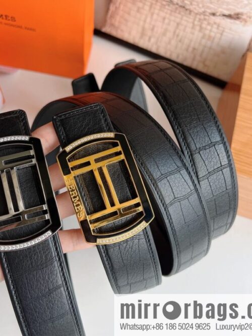 wsxc1671537637982_0-800x800o55xsnv0dr152841_20250630004645.jpg Hermes Hermes, Stainless Steel H Square Resin Inlaid Diamond Buckle Men\'s 3.8cm Belt