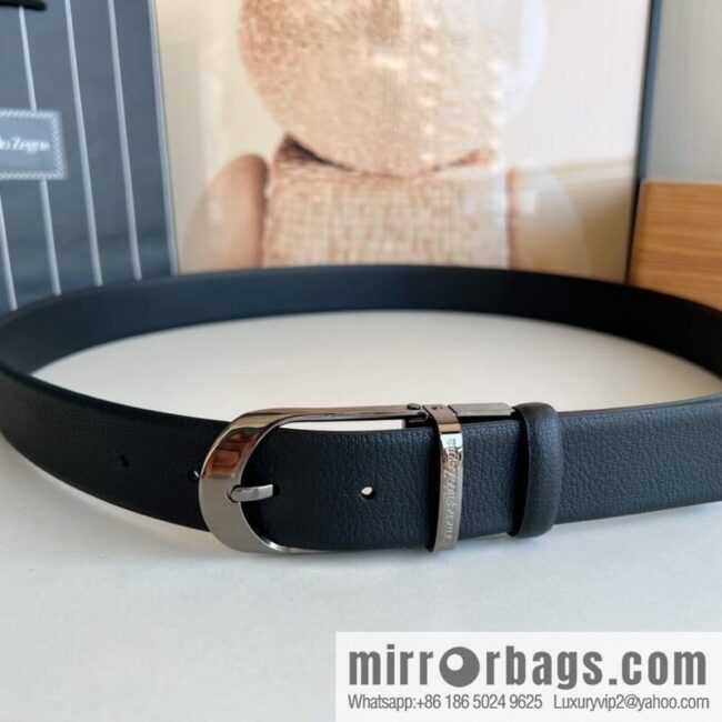 Zegna, black imported cowhide material belt men 3.5cm
