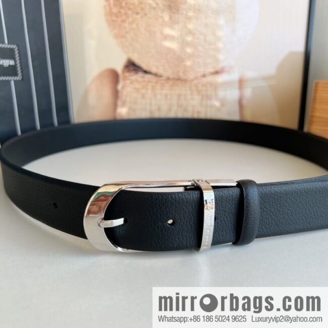 Zegna, black imported cowhide material belt men 3.5cm