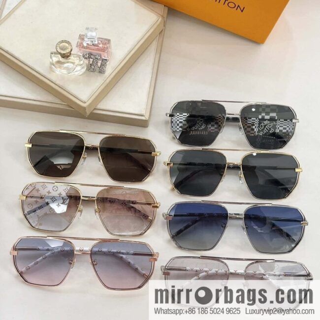 LV Louis Vuitton lambskin hemmed temple men\'s sunglasses