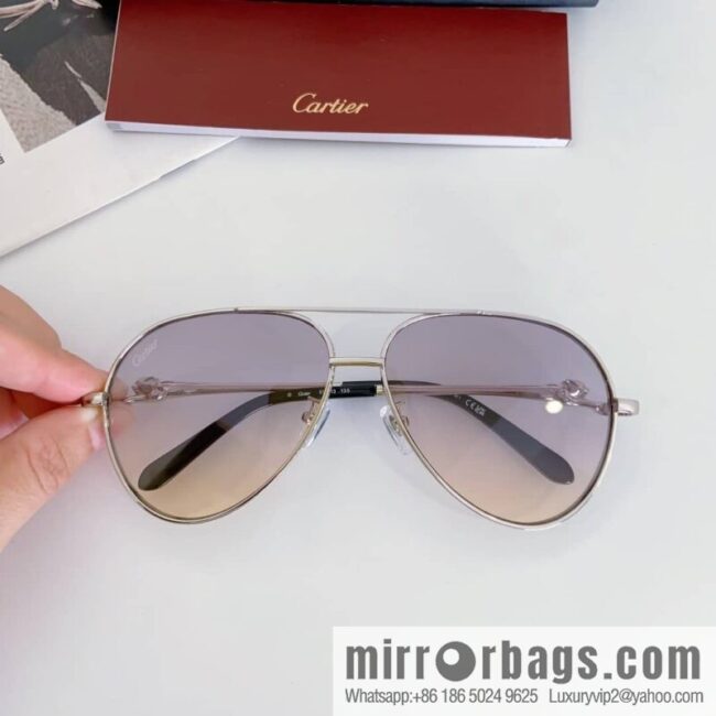 Cartier Metal Frame Unisex Sunglasses