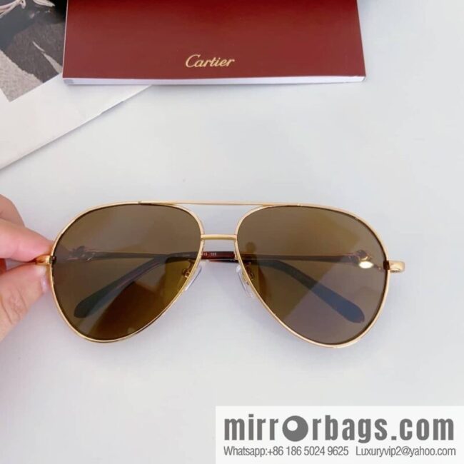 Cartier Metal Frame Unisex Sunglasses