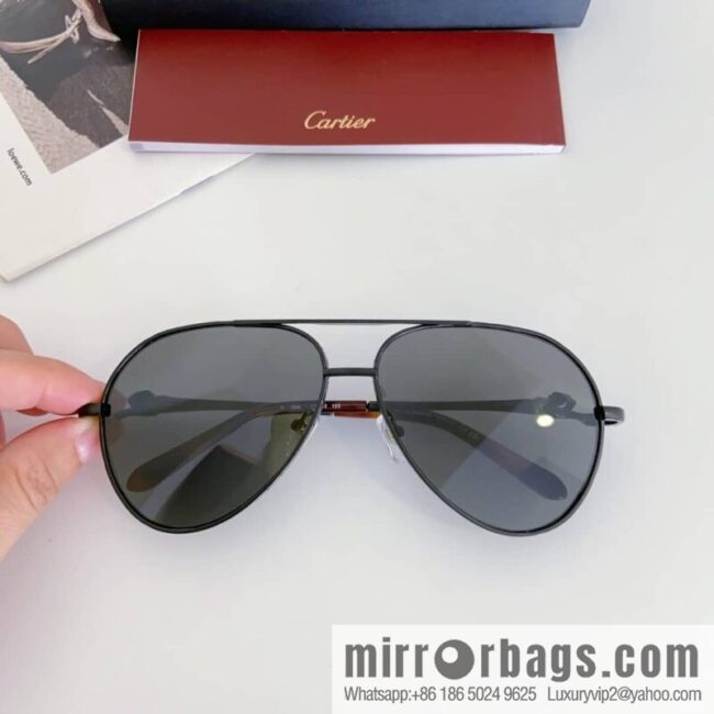 Cartier Metal Frame Unisex Sunglasses