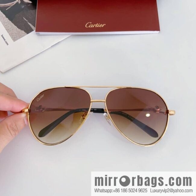 Cartier Metal Frame Unisex Sunglasses