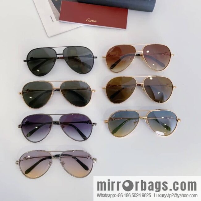 Cartier Metal Frame Unisex Sunglasses