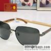 Cartier Wooden temple metal frame men\'s sunglasses