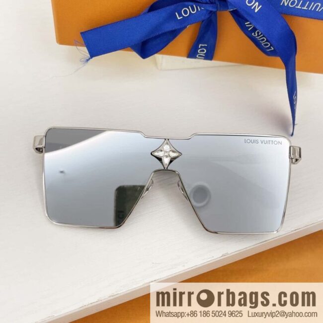 LV Louis Vuitton three-dimensional metal square sunglasses